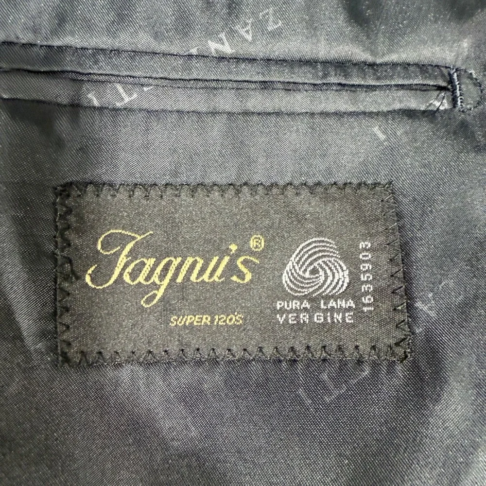 Zanetti Suit Mens 40R Navy Blue Pinstripe Super 120s Wool 3-Button 34x31 Italy‎